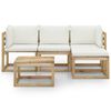 vidaXL 5-tlg. Garten-Lounge-Set mit Creme Kissen