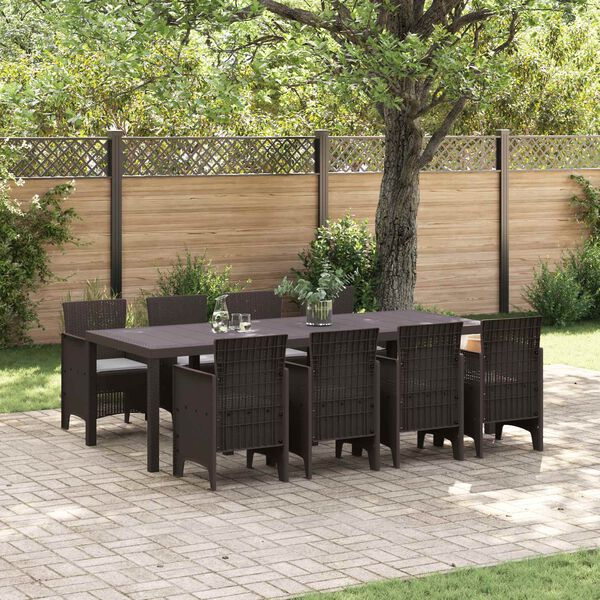 vidaXL Garten Essgruppe 9 pcs Braun Polypropylen