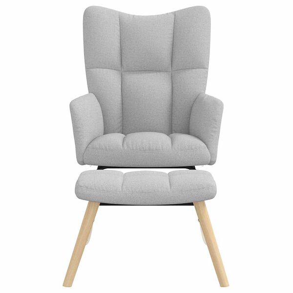 vidaXL Schaukelstuhl mit Fußhocker Wolkengrauer Stoff