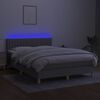 vidaXL Boxspringbett mit Matratze & LED Hellgrau 140x200 cm Stoff
