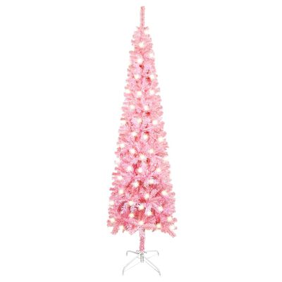 vidaXL Weihnachtsbaum Schlank mit LEDs Rosa 120 cm
