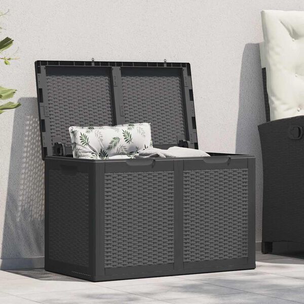 vidaXL Garten-Aufbewahrungsbox 180 L Schwarz PP Rattan