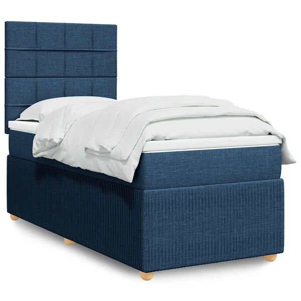 vidaXL Boxspringbett mit Matratze Blau 100x200 cm Stoff