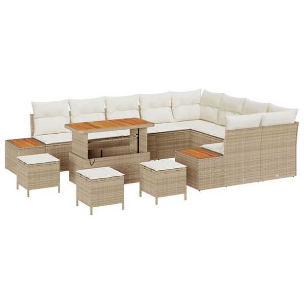 vidaXL Gartensofa-set 13 pcs Beige Poly-Rattan