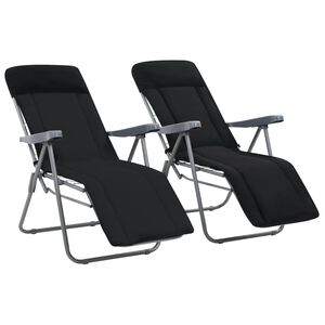 vidaXL Klappst&uuml;hle mit Kissen, 2 St&uuml;ck, schwarz