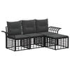 vidaXL Outdoor-Sofagarnitur 4 stk. Schwarz und Dunkelgrau Polyester