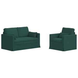 vidaXL Sofa Set 2 stk. Dunkelgr&uuml;n Stoff