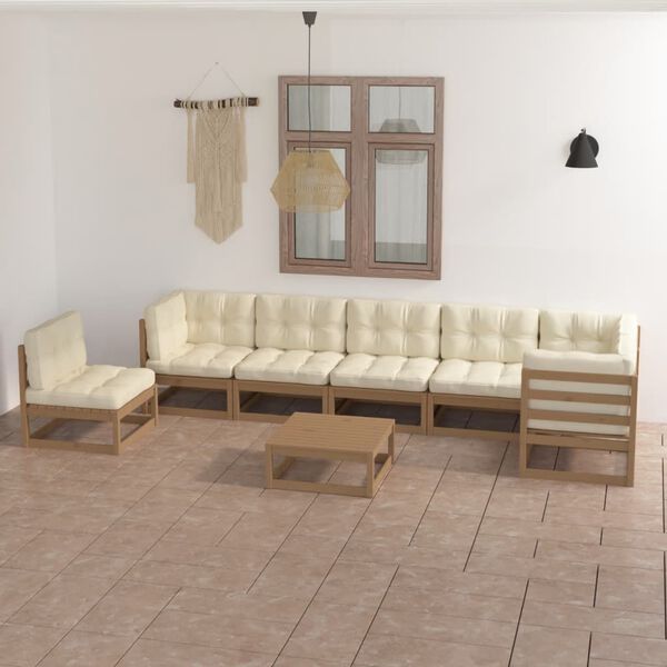 vidaXL 8-tlg. Garten-Lounge-Set mit Kissen Massivholz Kiefer