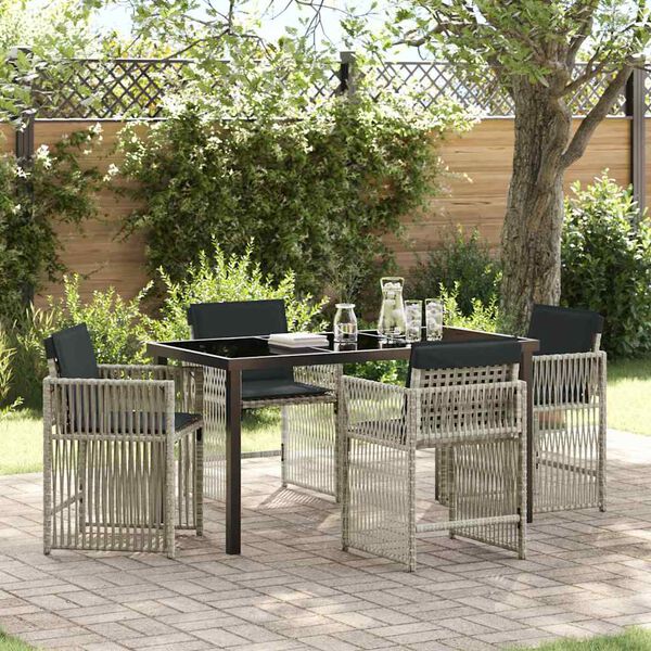 vidaXL Garten Essgruppe 5 pcs Hellgrau Poly-Rattan
