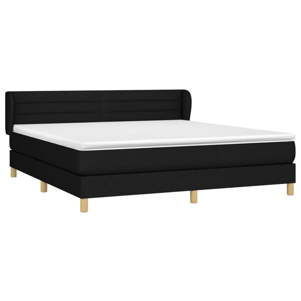 vidaXL Boxspringbett mit Matratze Schwarz 180x200 cm Stoff