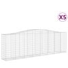 vidaXL Gabionen mit Hochbogen 5 Stk. 400x50x120/140cm Verzinktes Eisen