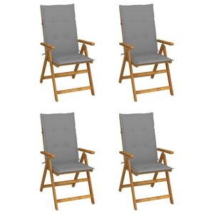 vidaXL Klappst&uuml;hle Verstellbar 4 Stk. mit Auflagen Massivholz Akazie