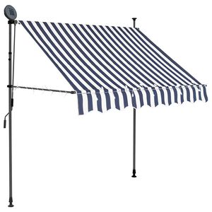 vidaXL Einziehbare Markise Handbetrieben mit LED 100 cm Blau und Wei&szlig;
