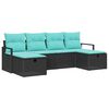 vidaXL Sofa Set mit Kissen 6 pcs Schwarz und T&uuml;rkis Poly-Rattan