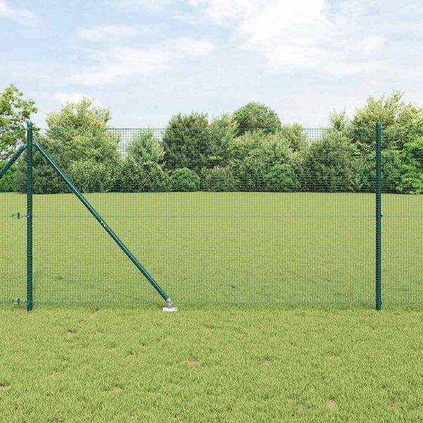 vidaXL Zaunpfosten Gr&uuml;n 50 x 1,4 m (16 x 16 mm Gewebe) Stahl und PVC