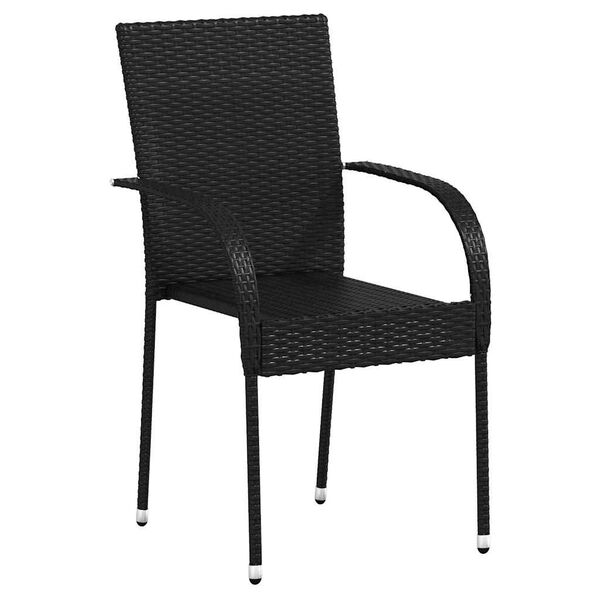 vidaXL Stapelbare Gartenst&uuml;hle 4 Stk. Poly Rattan Schwarz