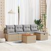 vidaXL Garten-Sofa-Set mit Kissen mit Speicher 6 pcs Beige Poly Rattan
