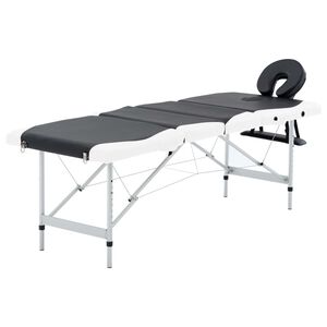 vidaXL Massageliege Klappbar 4-Zonen Aluminiumgestell Schwarz und Wei&szlig;