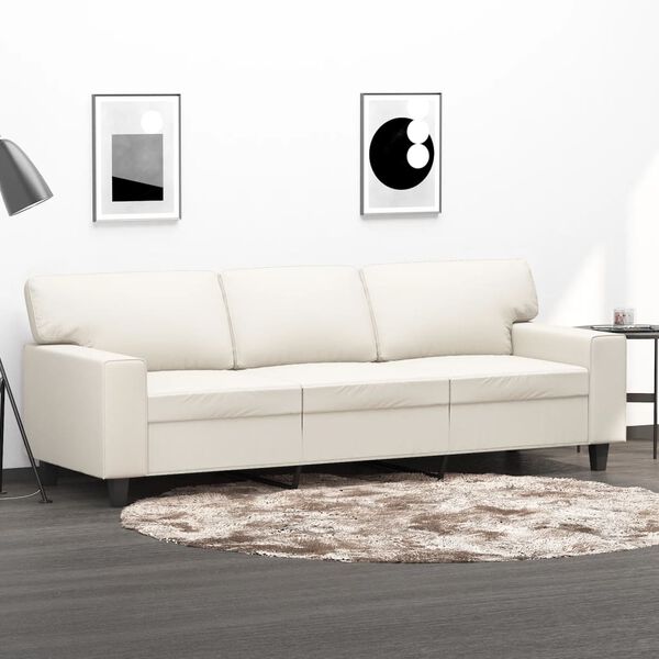 vidaXL 3-Sitzer-Sofa Creme 180 cm Kunstleder