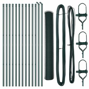 vidaXL Zaunpfosten Gr&uuml;n 25 x 1,4 m (13 mm Mesh) Stahl und PVC