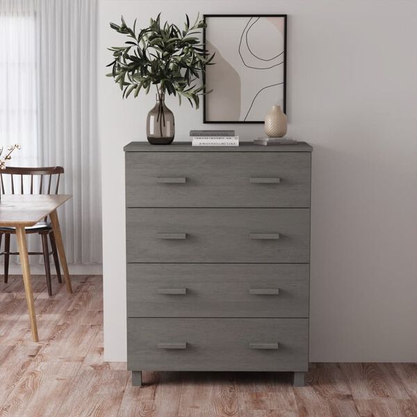 vidaXL Sideboard HAMAR Hellgrau 79x40x103,5 cm Massivholz Kiefer