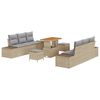 vidaXL Gartensofa-set 9 stk. Beige Poly-Rattan