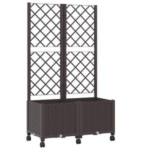 vidaXL Pflanzk&uuml;bel mit Spalier und R&auml;dern Braun 80 x 40 x 146 cm PP