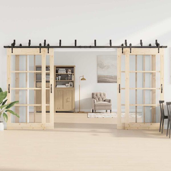 vidaXL Schiebetürbeschlag-Set 427 cm Stahl Schwarz