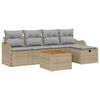 vidaXL Garten-Sofa-Set mit Kissen mit Speicher 6 pcs Beige Poly Rattan
