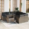 vidaXL Garten-Sofa-Set mit Speicher 9 pcs Grau Poly Rattan