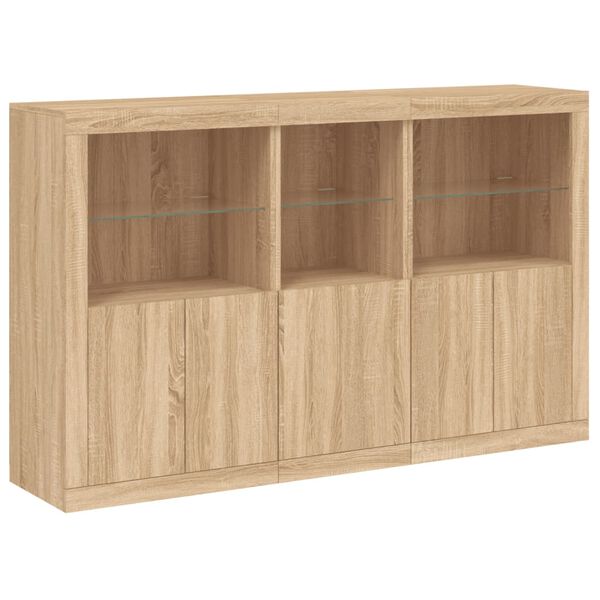 vidaXL Sideboard mit LED-Leuchten Sonoma-Eiche 162x37x100 cm