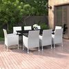 vidaXL 9-tlg. Garten-Essgruppe mit Kissen Poly Rattan und Glas