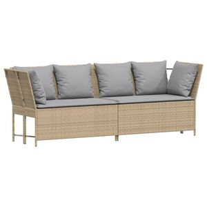 vidaXL Gartensofa mit Kissen Beige Poly Rattan