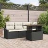 vidaXL Garten-Sofa-Set mit Kissen 5 pcs Schwarz Poly Rattan