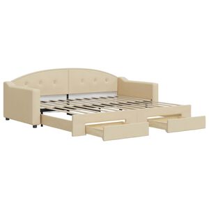 vidaXL Tagesbett Ausziehbar mit Schubladen Creme 90x200 cm Stoff