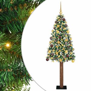 vidaXL Schlanker Weihnachtsbaum mit 300 LEDs mit St&auml;nder Gr&uuml;n 180 cm