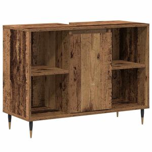 vidaXL Badezimmerschrank mit T&uuml;r Altholz 80 x 33 x 60 cm Holzwerkstoff