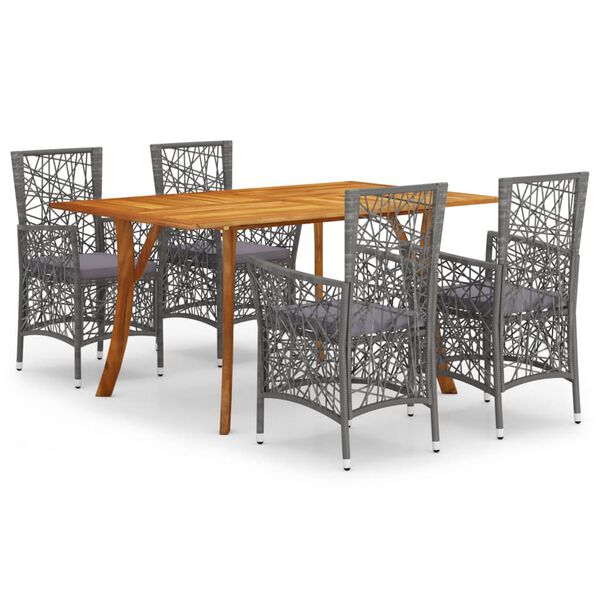 vidaXL 5-tlg. Garten-Essgruppe Grau