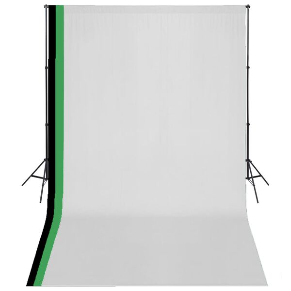 vidaXL Fotostudio Set 3 Baumwolle-Hintergründe Rahmen verstellbar 3x5m