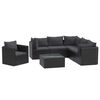 vidaXL 7-tlg. Garten-Lounge-Set mit Auflagen Poly Rattan Schwarz