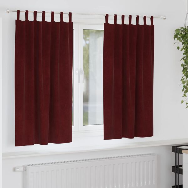 vidaXL Verdunkelungsvorh&auml;nge 2 pcs Weinrot 140 x 175 cm Samt