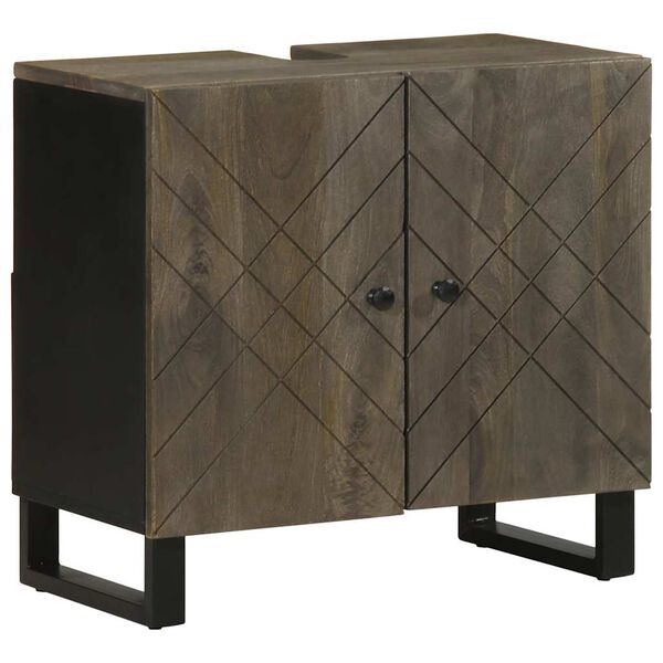 vidaXL 3-tlg. Badmöbel-Set Schwarz Massivholz Mango