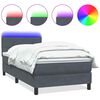 vidaXL Boxspringbett mit Matratze & LED Dunkelgrau 100x210 cm Samt
