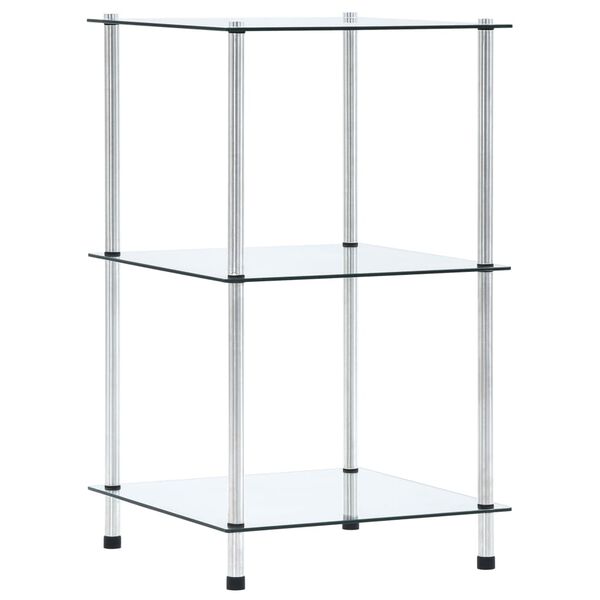 vidaXL Regal mit 3 Ablagen Transparent 40x40x67 cm Hartglas