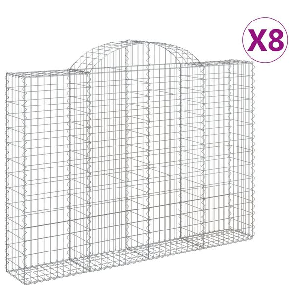 vidaXL Gabionen mit Hochbogen 8 Stk. 200x30x140/160cm Verzinktes Eisen