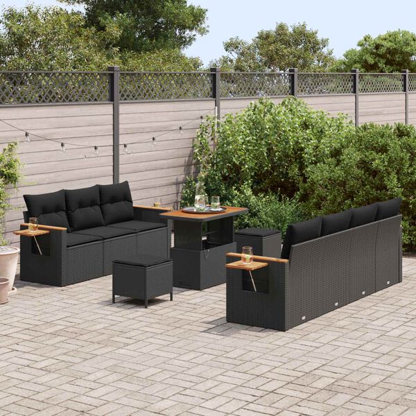 vidaXL Gartensofa-set mit Kissen 13 pcs Schwarz Poly-Rattan