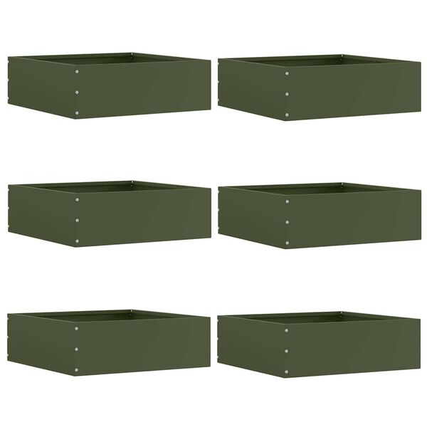 vidaXL Raseneinfassung 6 pcs Olive Gr&uuml;n 40 x 40 x 13 cm Stahl