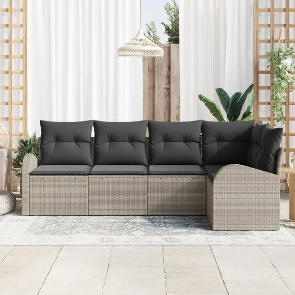 vidaXL Sofa Set mit Kissen Hellgrau Polyester