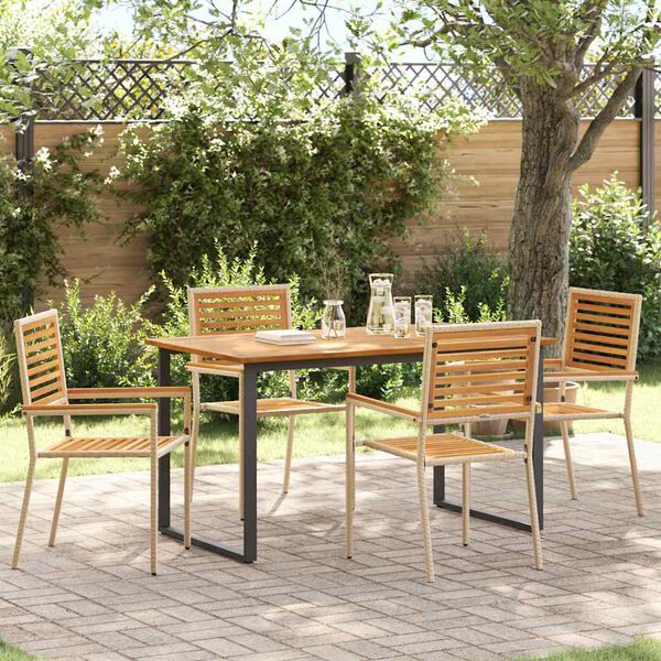 vidaXL Garten Essgruppe 5 pcs Beige Massivholz Akazie