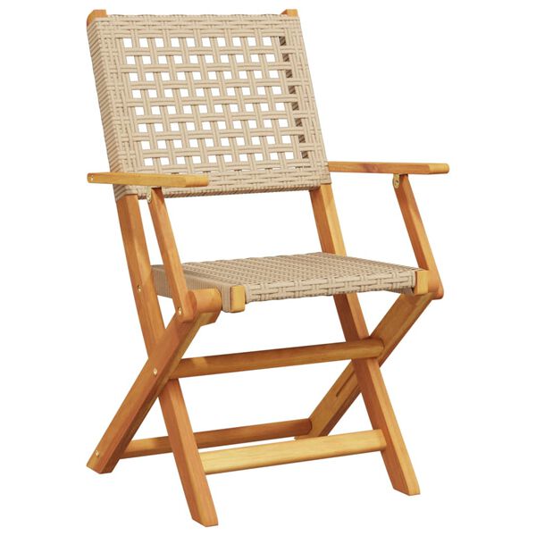 vidaXL 5-tlg. Garten-Essgruppe Beige Poly Rattan und Massivholz